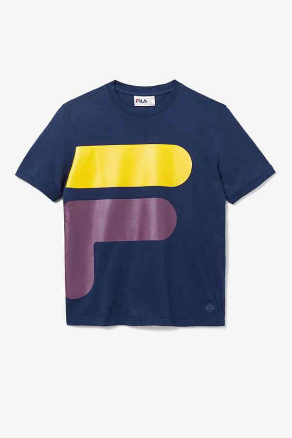 Camisetas Manga Corta Fila Hombre Azul Marino / Amarillo - Short Sleeve Corp - España 369245FPI